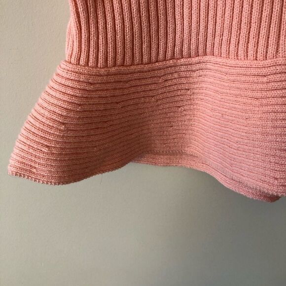 NWT- Lumiēre Pink Ribbed Knit Peplum Tank Top (Size: Small) - Picture 2 of 5